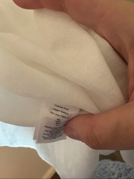 Coldwater Creek White Button-Up Top 100% Linen 3/4 Sleeve - Picture 3 of 3